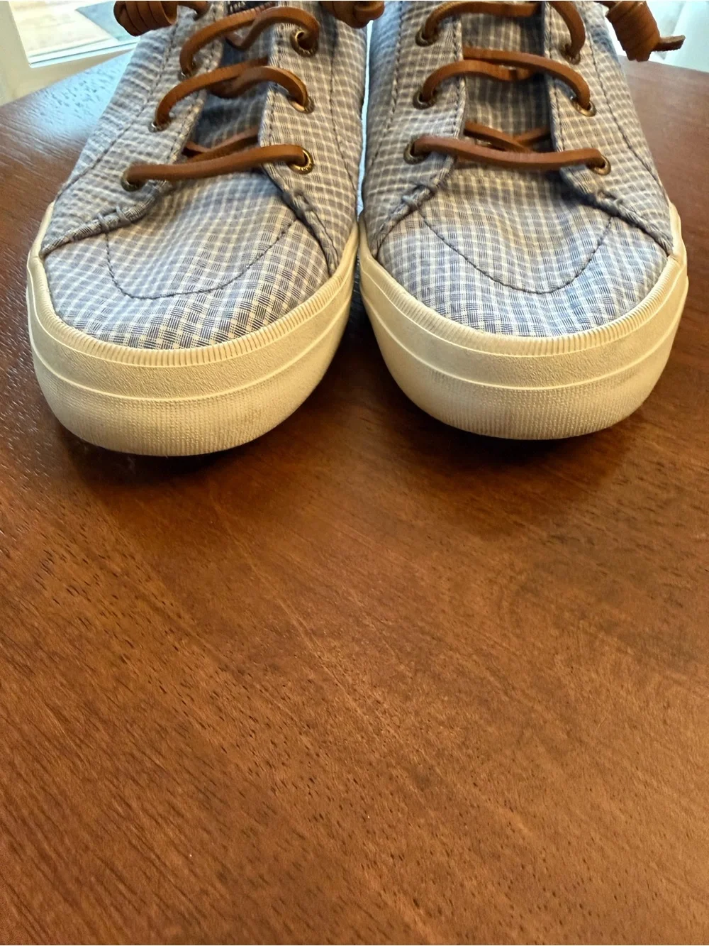 Sperry Light Blue Plaid Slip On Sneakers - Picture 9 of 11